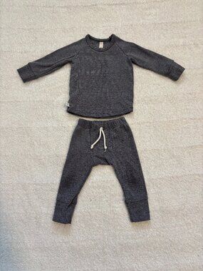 Childhoods dark gray heather gusset pants & matching long sleeve tee